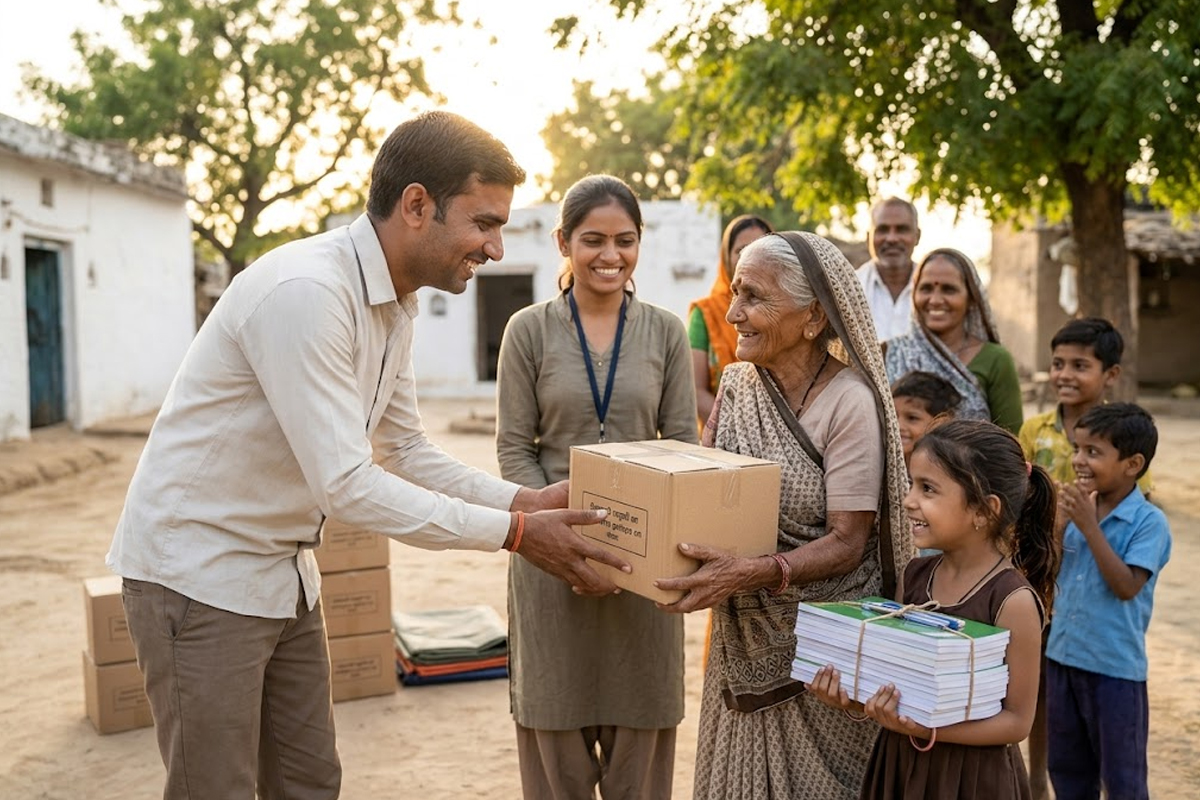 Volunteers working for community